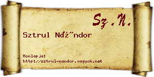 Sztrul Nándor névjegykártya